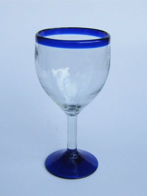 Cobalt Blue Rim Glassware / 'Cobalt Blue Rim' wine glasses (set of 6) / Capture the bouquet of fine red wine with these wine glasses bordered with a bright, cobalt blue rim.